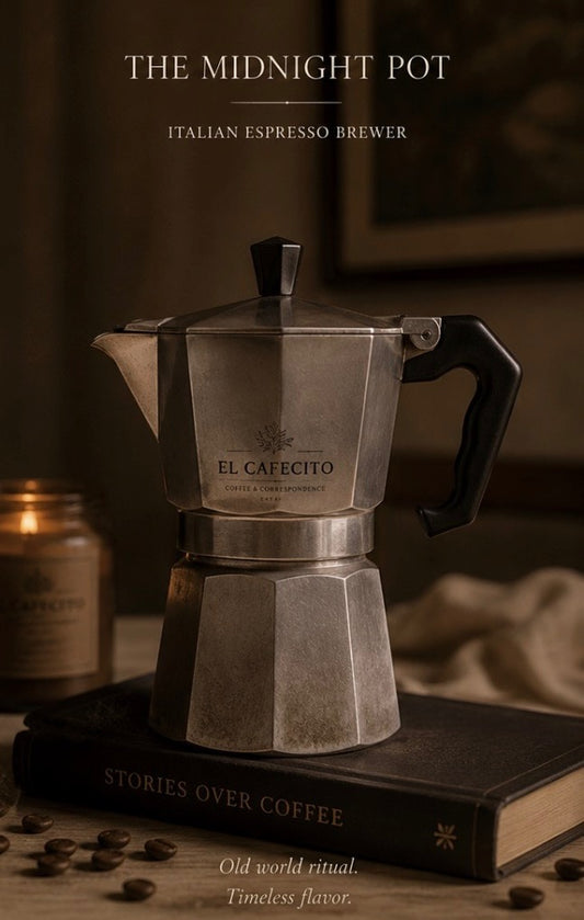 El Cafecito Midnight Pot — Italian stovetop moka pot espresso brewer